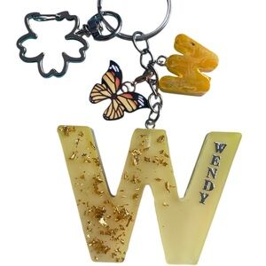 Yellow Keychain with Gold Accents